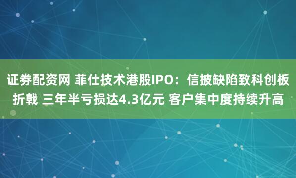 证劵配资网 菲仕技术港股IPO：信披缺陷致科创板折戟 三年半亏损达4.3亿元 客户集中度持续升高